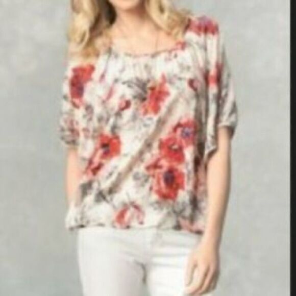 CAbi 399 Gypsy Silk Floral Dolman Sleeve Top - Picture 2 of 8